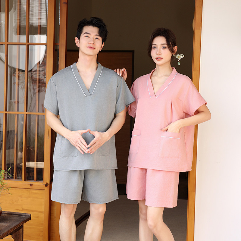 棉洗浴服情侣男女大码汗蒸服短款浴衣浴裤足疗足浴服按摩桑拿衣服,淘宝优惠券,粉丝福利购,淘宝优惠卷