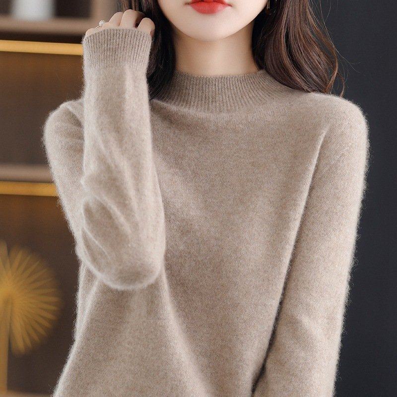 【支持检测】纯羊毛衫女半高领打底衫宽松针织衫内搭秋冬套头毛衣,淘宝优惠券,粉丝福利购,淘宝优惠卷