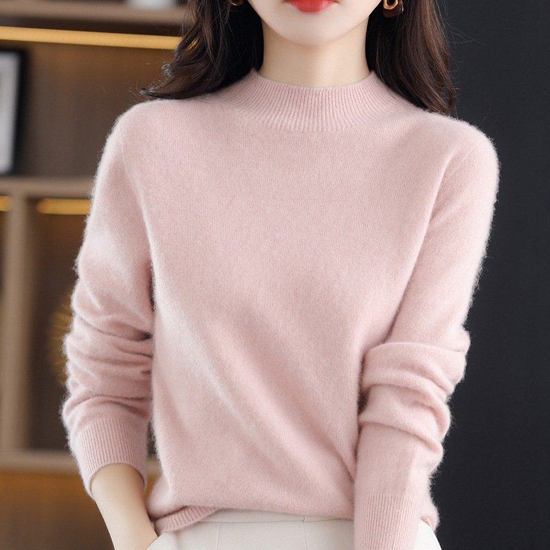 【支持检测】纯羊毛衫女半高领打底衫宽松针织衫内搭秋冬套头毛衣,淘宝优惠券,粉丝福利购,淘宝优惠卷