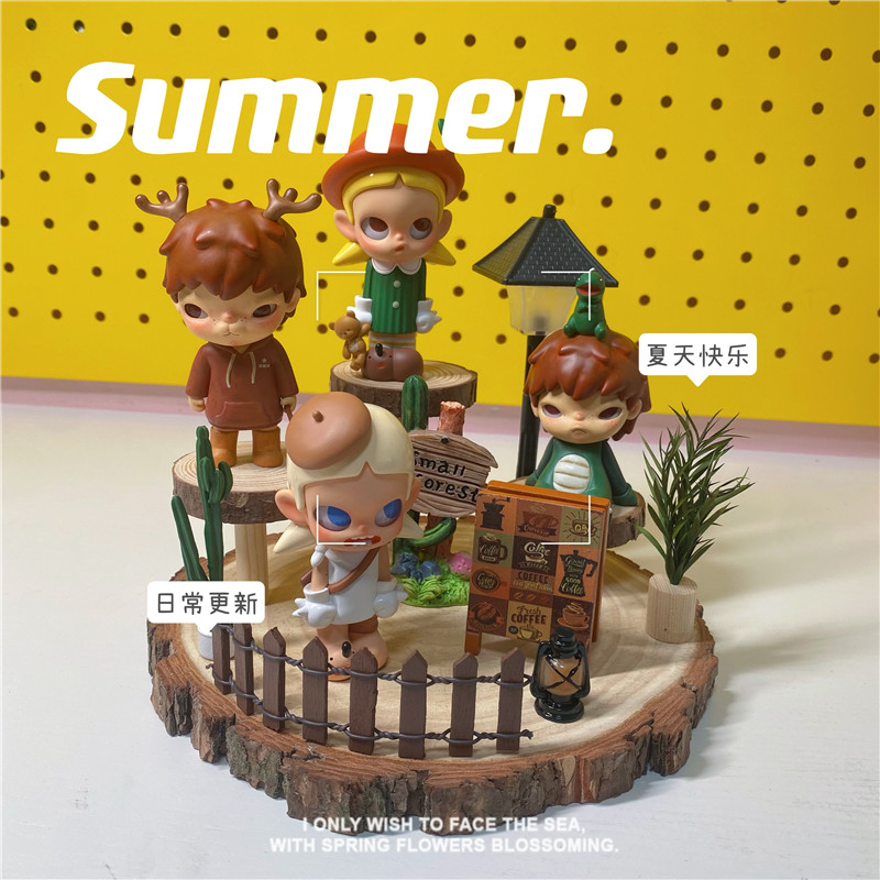 Forest-style multi-layer solid wood display rack for figure storage