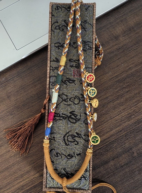 纯手工藏式项链唐卡吊坠手工绳手编织天珠链五路财神挂绳
