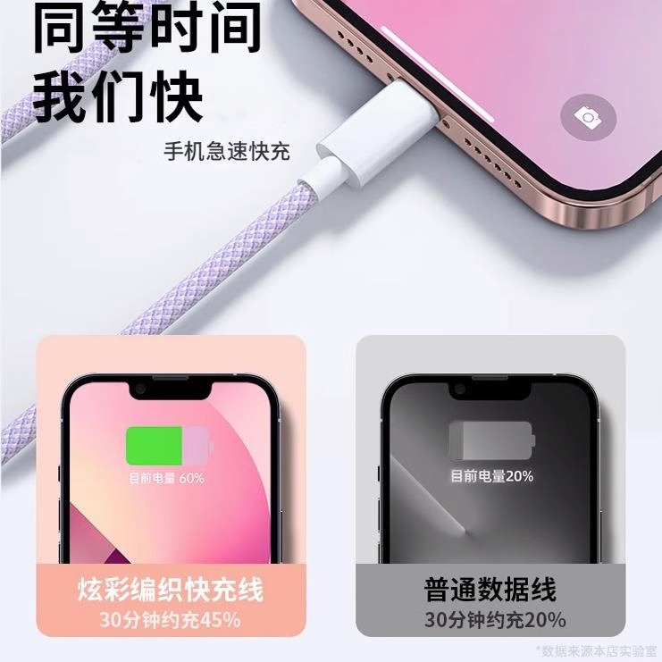 安诗登适用iPhone苹果13手机PD快充20W数据线14pro充电器11编织12车载ipad平板max新款15闪typec转lightning