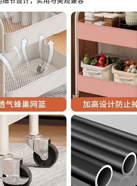 小推车床头柜可移动边几零食收纳置物架家用落地床边茶几桌子客厅