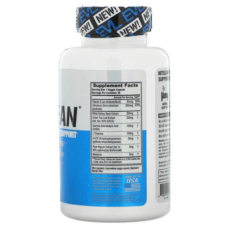 EVL,NiteLean，夜间轻体帮助，30 粒素食胶囊 - 图0