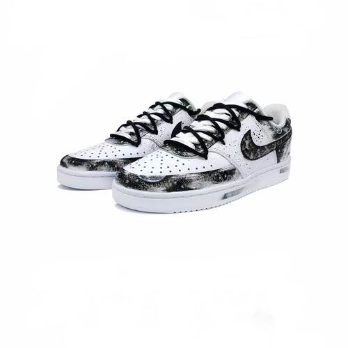 【定制球鞋】Nike Court Vision 1 哥特 黑暗幽影骑士 CD5463-100 - 图1