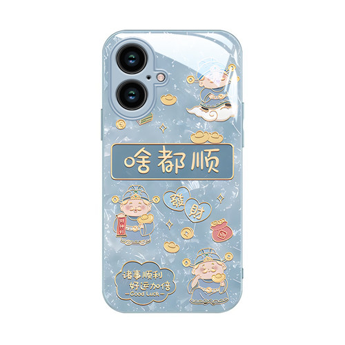 适用苹果17手机壳16新款iphone15promax财神14啥都顺ip13高级专用12硅胶11防摔xsmax全包8plus玻璃保护套女 - 图3