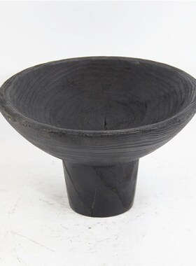 新中式创意碳化i栗木黑色托盘果盘摆件异形镂空不规则收纳装饰木