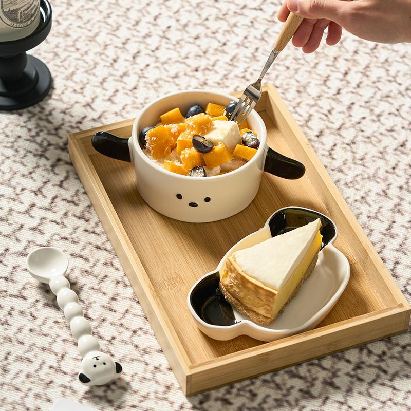 肆月双耳碗可爱麦片碗水果碗个人专用碗陶瓷碗儿童碗酸奶碗沙拉碗 - 图2