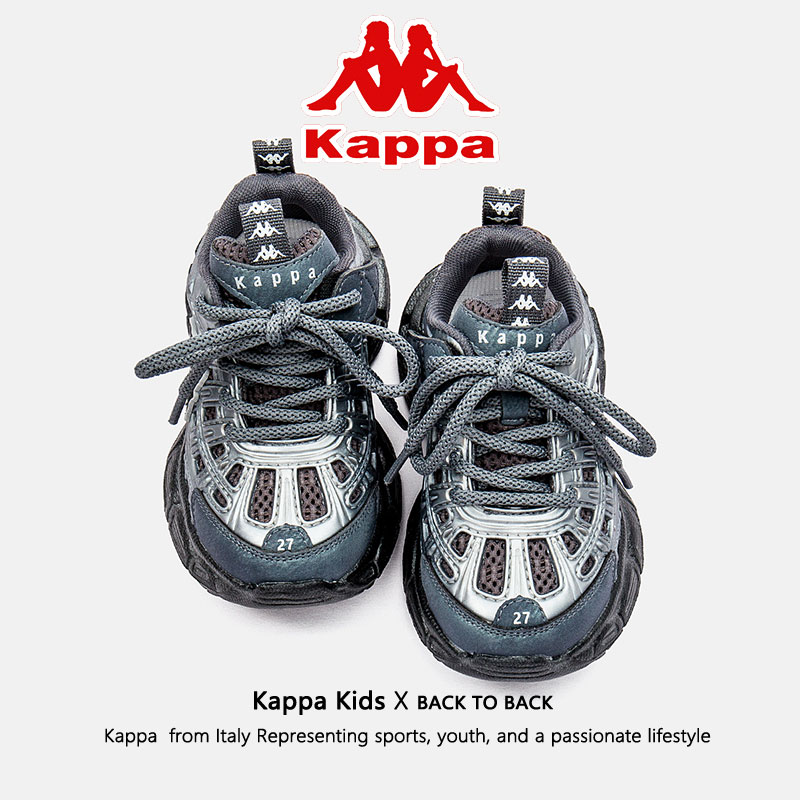 Kappa Kids儿童鞋子中大童跑步鞋轻便运动鞋黑武士老爹鞋亲子童鞋
