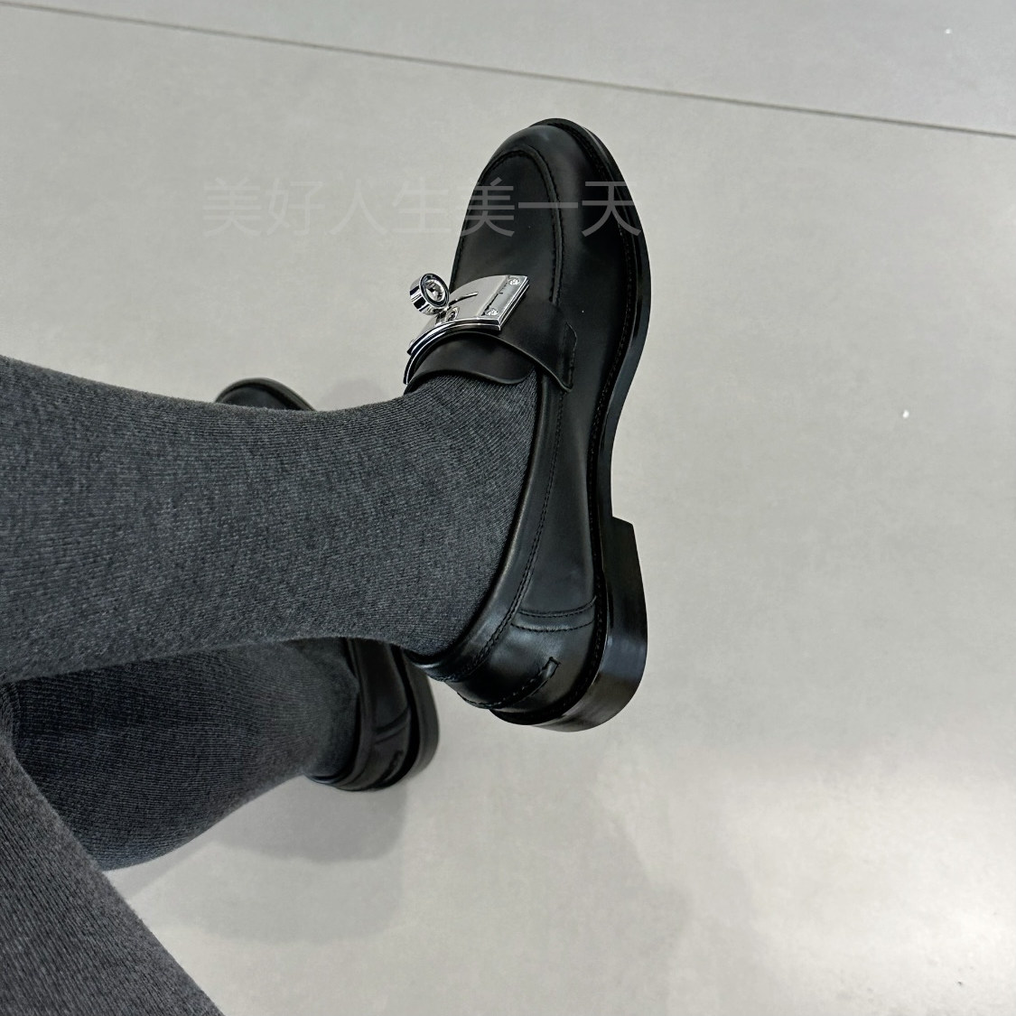 四季浅口皮鞋女厚底大kelly扣单鞋一脚蹬增高牛皮羊反绒乐福鞋,淘宝优惠券,粉丝福利购,淘宝优惠卷