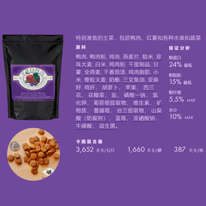 【官方旗舰店】福摩FROMM无谷猎鸟鸭肉甜薯鸡肉鱼成幼犬狗粮1.8kg - 图1