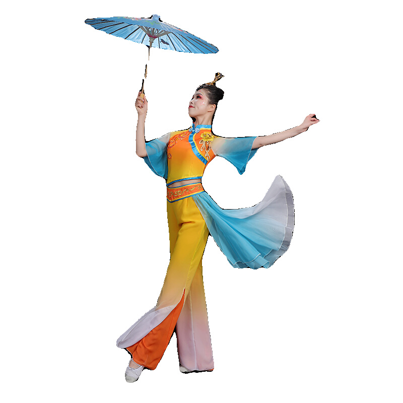 胶州秧歌舞演出服套装2024新款中国风中老年广场舞蹈服装伞舞成人