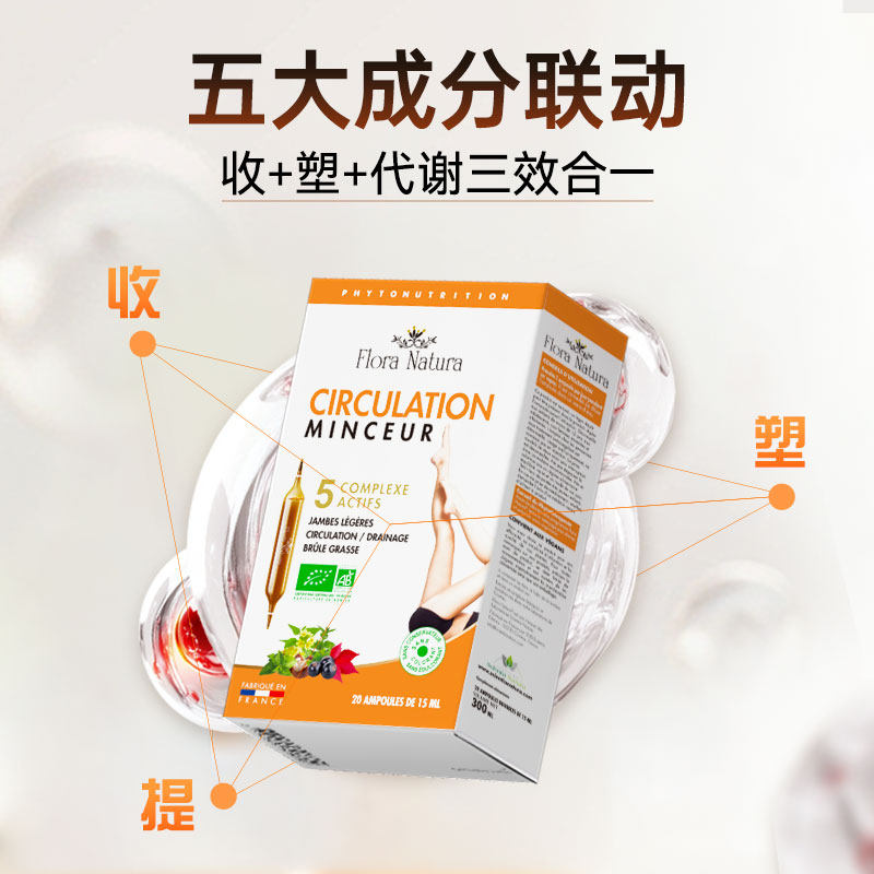 法国进口FloraNatura 燃燃大红针纤体漫画腿局部分解提高代谢管理