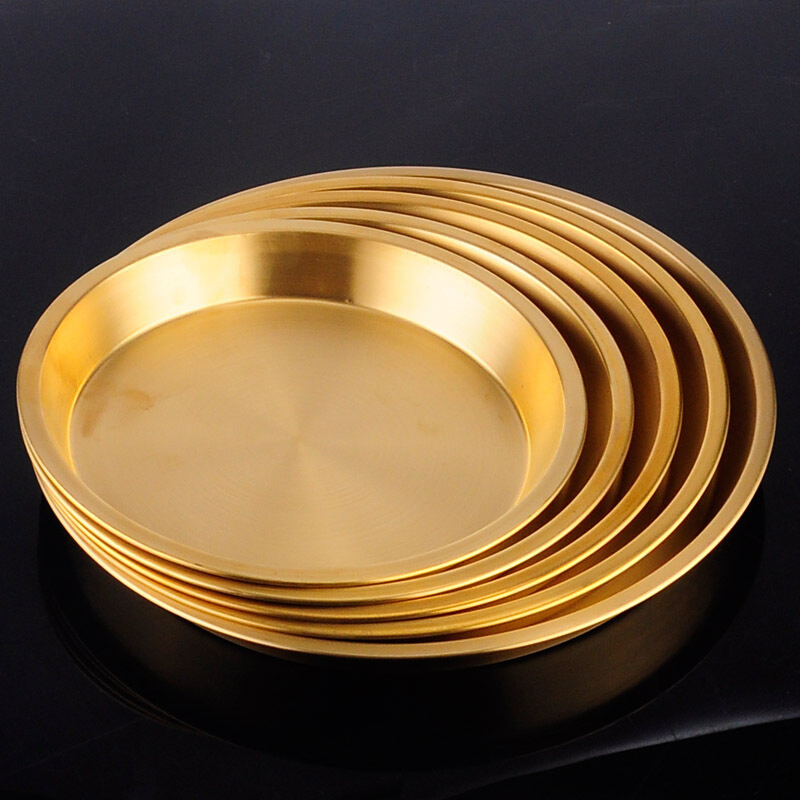 酒店用品铜盘加厚纯铜蒸鸡盘子多规格收藏摆设铜器盘子甜点盘 - 图0