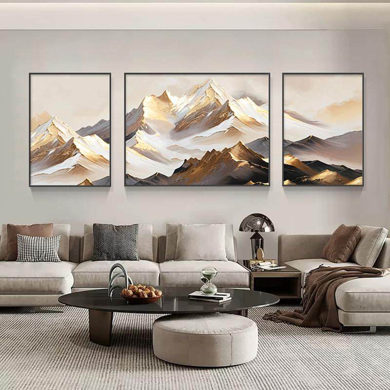 日照金山客厅装饰画三联画轻奢大气沙发背景墙壁画高级感风景挂画,淘宝优惠券,粉丝福利购,淘宝优惠卷