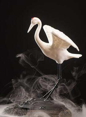 创意动物陶瓷工艺品仙鹤摆件园艺鱼缸微景观禅意装饰配件白鹤摆设