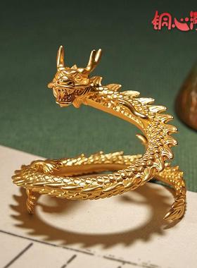黄铜摆件《龙盘金山》客厅办公室铜工艺礼品摆饰中式创意家居饰品