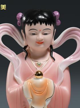 微美陶瓷8至14寸金童玉女观音菩萨侍奉家用供奉善财童子龙女摆件