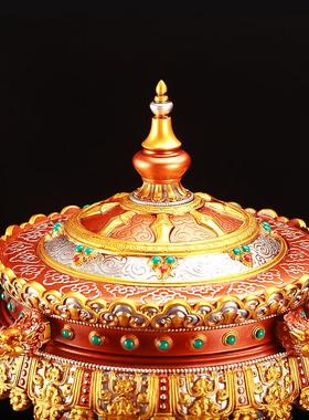 王师兄藏族转经简家用电动转金轮摆件天珠转筒树脂浮雕插电吉祥龙