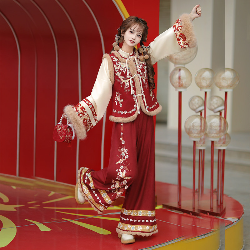 陌南尘-雪绒蝶 原创新中式汉元素汉服女2025新款冬季加厚日常古装,淘宝优惠券,粉丝福利购,淘宝优惠卷