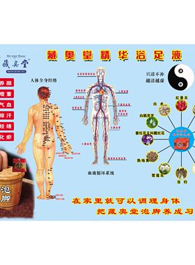 藏奥堂精华浴足液挂画中药泡脚店贴纸薰脚蒸足装饰画中医养生海报