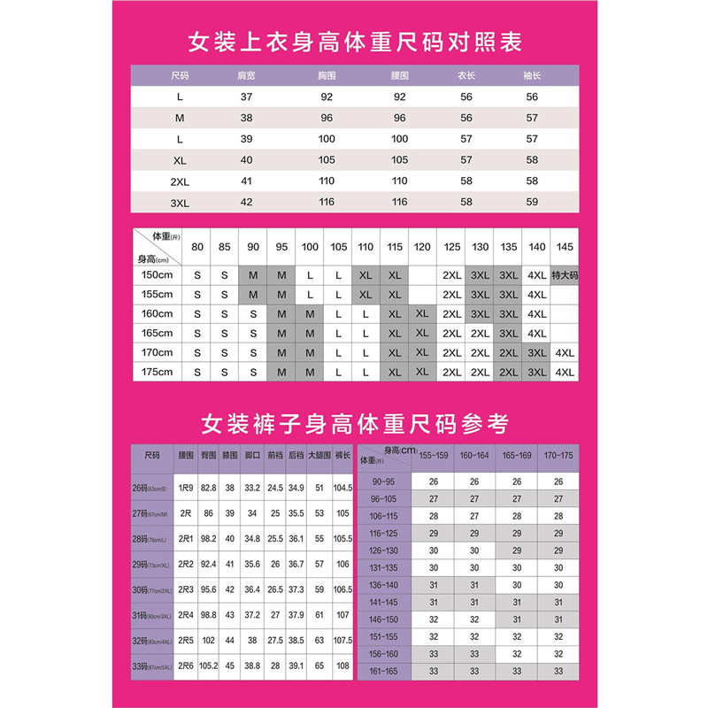鞋品尺码对照表服装尺码对照表海报女装上衣身高体重尺码对照表,淘宝优惠券,粉丝福利购,淘宝优惠卷