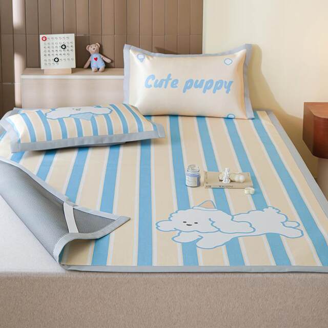 New cartoon Class A Cool Mats and Bed Sheets Three-Piece Set Student Door Soft Seat Summer Ice Silk Mats Machine Washable Single and Double People