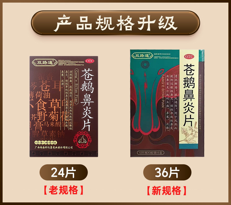 双路通苍鹅鼻炎片36粒慢性鼻炎鼻窦炎药苍鹅鼻炎片治疗官方正品 - 图0