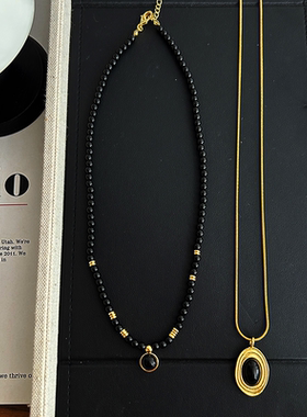 ins风同款铜镀金叠戴项链旅行轻奢高级感百搭锁骨链女小众