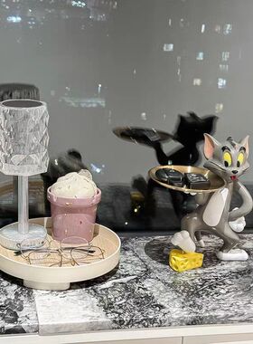 汤姆杰瑞花瓶摆件客厅插花装饰品
