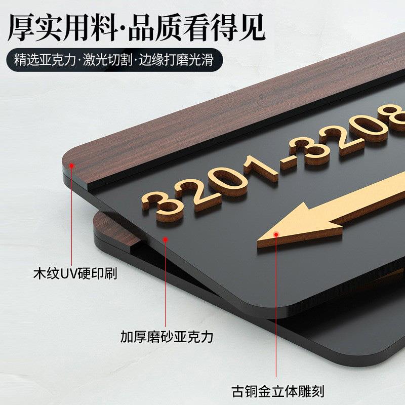 亚克力楼层标识牌创意酒店门牌导向牌立体数字号码标牌轻奢指引牌 - 图1