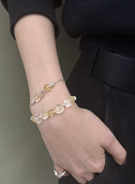 采石studio｜原创「日落柚海」黄水糖豆白水招米米手链百搭日常链