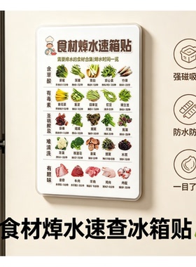 食材焯水览表科学焯水做菜健康饮食避免损害健康亚克力磁吸冰箱贴