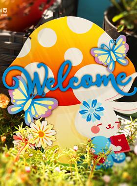 新款铁艺欢迎壁挂壁饰挂牌欢迎牌创意家居花园庭院客厅墙面装饰品