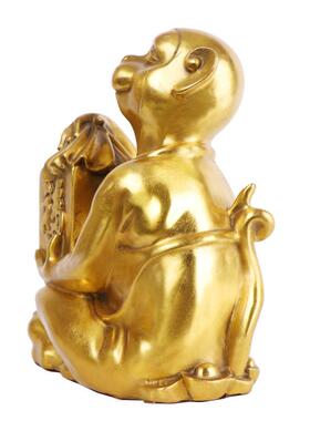 杨铜记 铜福印金猴摆件 十二生肖拜印铜猴 家居金属工艺品 福字猴