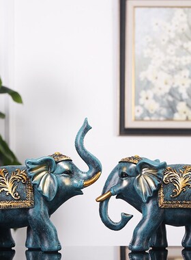 现货速发大象摆件一对招财欧式客厅酒G柜电视柜玄关吉祥家居装饰