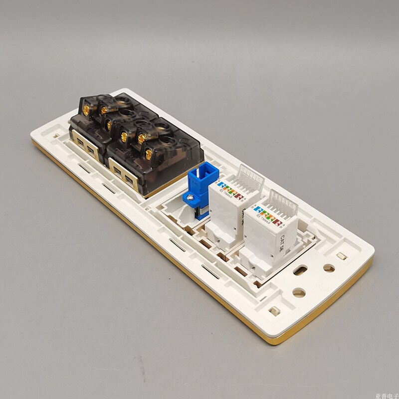 香槟金118型五孔十孔电源超五类网络SC光纤电脑宽带RJ45网线CAT5E-图2