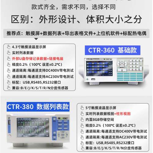 温度测试仪PT100曲线温湿度数据巡检无纸记录仪K型热电偶精准 - 图2
