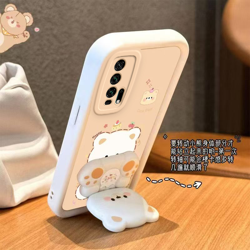适用荣耀20Pro手机壳小熊支架华为HONOR2OPro保护套H0N0R20P软硅胶曲屏镜子曲面屏全包防摔Por高级感Pr0男女 - 图1