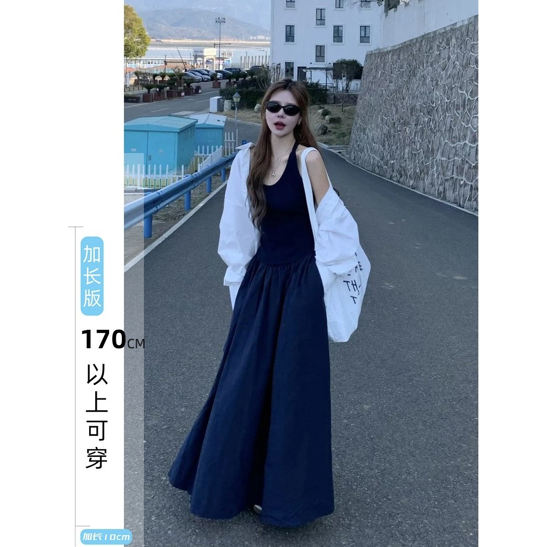 175高个子加长版深色纯欲风吊带连衣裙女夏季气质显瘦U领百搭长裙,淘宝优惠券,粉丝福利购,淘宝优惠卷