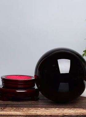 黑曜石水晶球摆件黑色大号原石打磨客厅办公室玄关工艺品装饰摆件