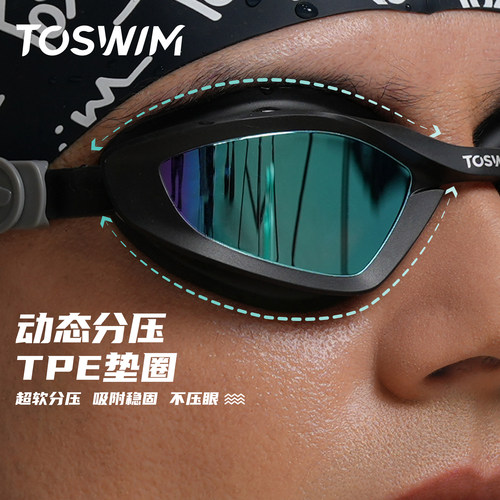 TOSWIM专业女士泳镜游泳镜高清防雾防水男款儿童游泳眼镜泳帽装备 - 图1