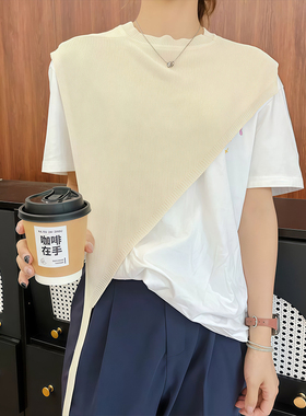 韩版小众黑色三角针织披肩围巾