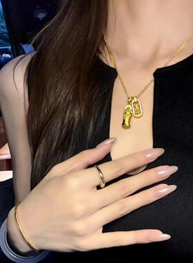 沙金点钻貔貅金刚叠戴吊坠项链