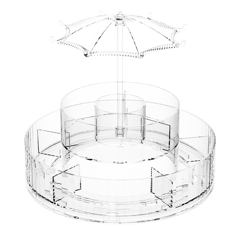 新款化妆品收纳盒可360°旋转化妆品收纳盒轻奢桌面饰品收纳置 - 图3