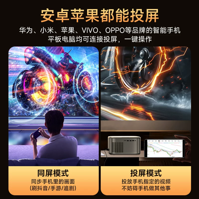 [Xiaopai Projection] [Fully Automatic Ultra HD] 2024 Upgraded Projector Home Ultra HD Wall Bedroom Smartphone Screen Home Theater Small Dormitory Student Projector