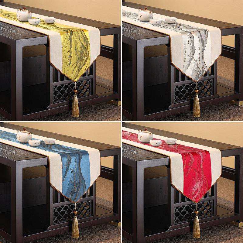 桌旗新中式禅意餐桌布茶几茶旗茶桌布电视柜茶台布艺长条现代简F^,淘宝优惠券,粉丝福利购,淘宝优惠卷