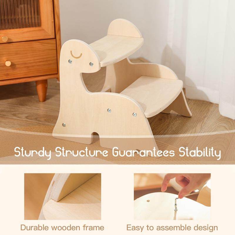 儿童木制恐龙登高椅宝宝洗手垫脚登高台阶家用防滑二步梯台小凳子,淘宝优惠券,粉丝福利购,淘宝优惠卷