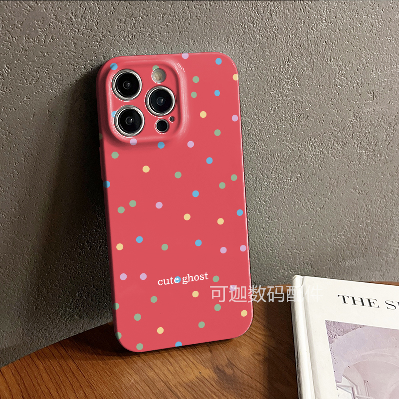 适用于iphone15promax苹果12手机壳华为小米玫红彩色波点新款13/14pro菲林软壳xs卡通创意个性xr高级感11防摔-图2