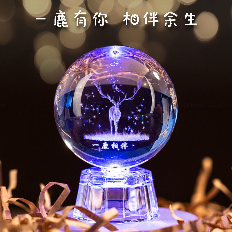 水晶球下雪发光水晶球音乐盒创意生日礼物女生闺蜜新年情人节送男 - 图3